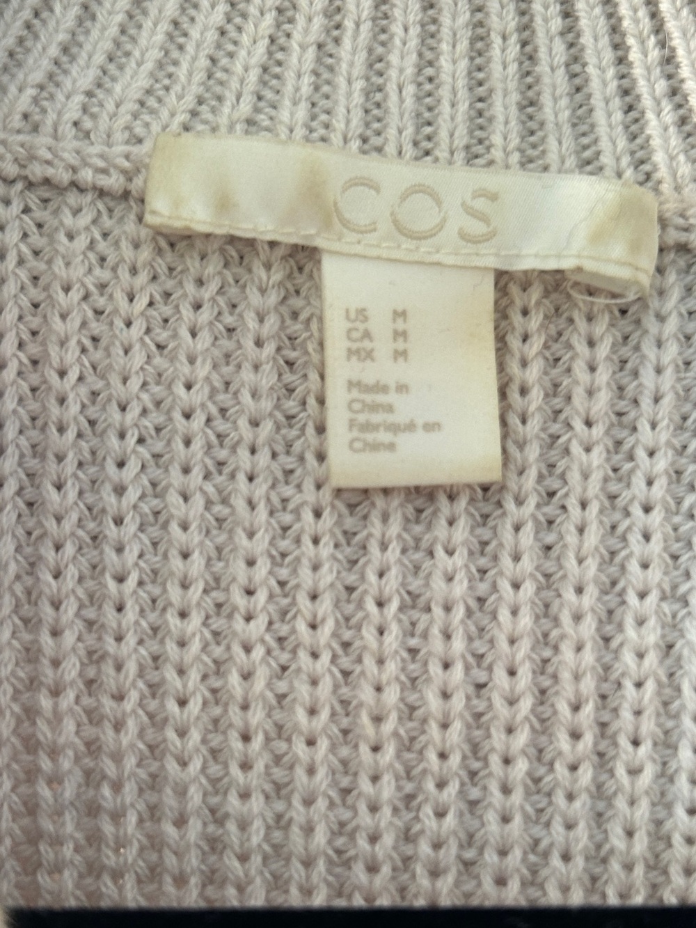 COS Cream Ribbed Funnel Neck Zip Front Sweater - Picture 5 of 11